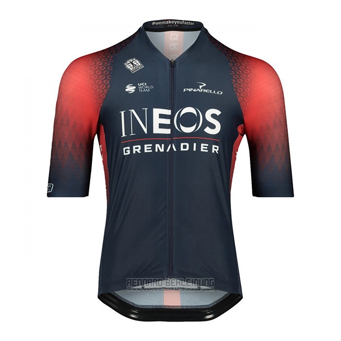 2022 Fahrradbekleidung Ineos Grenadiers Rot Blau Trikot Kurzarm und Tragerhose